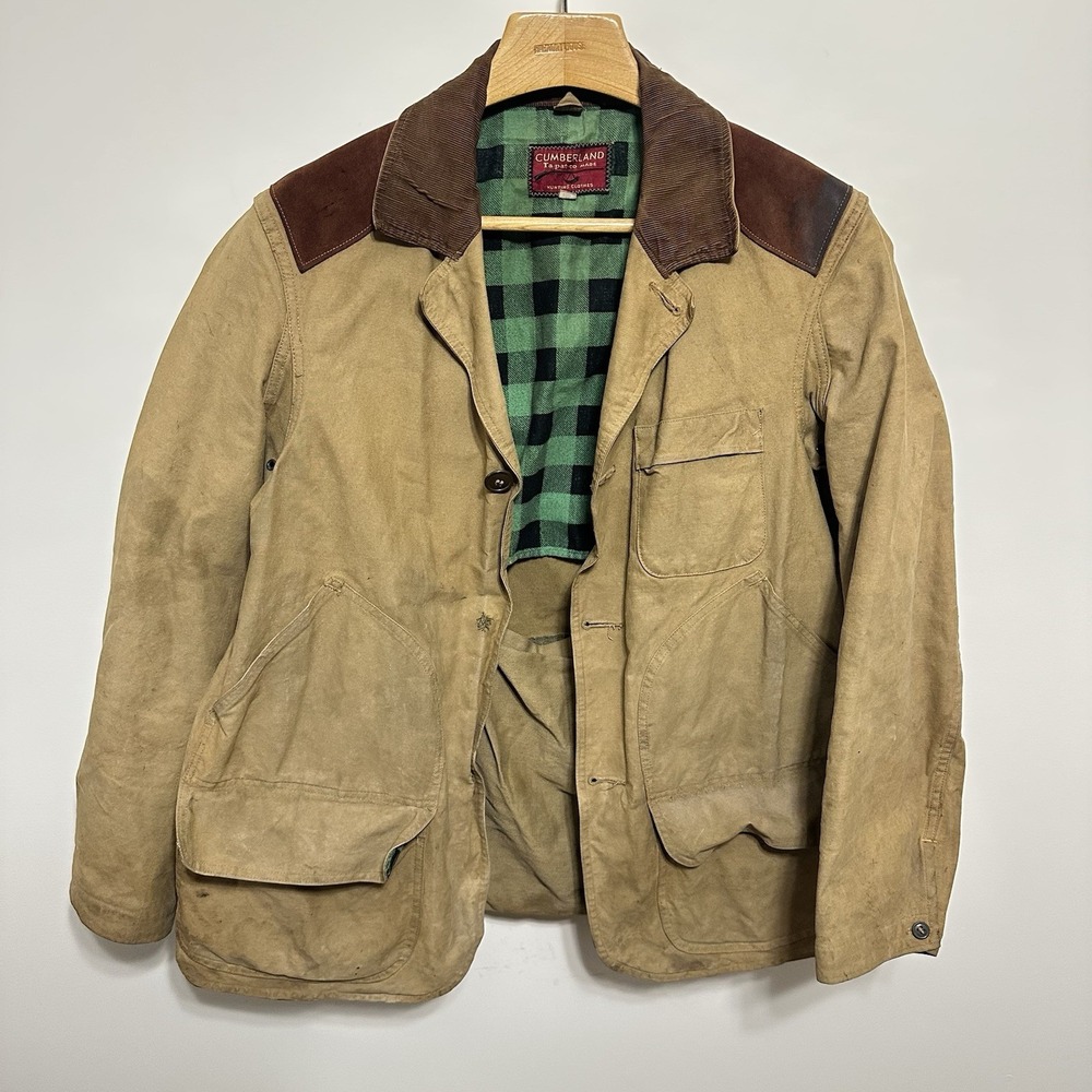 VTG Cumberland Jacket Mens Large Made Tapatco Hunting Chore Shooting Wax 50s CM